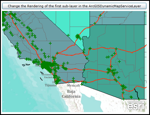 Using a Dynamic Layer to change the ArcGIS Server side Rendering of an ArcGISDynamicMapServiceLayer.