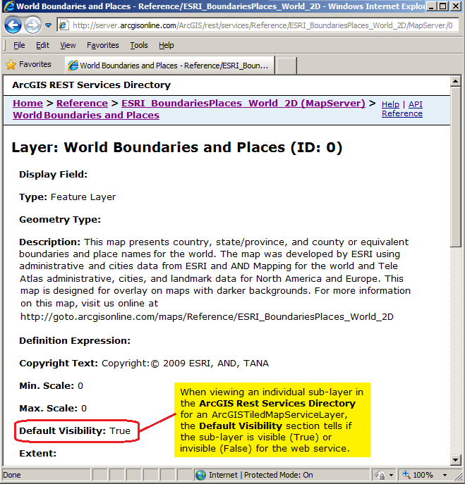 Determining the sub-layer visibility using the ArcGIS REST Services Directory.