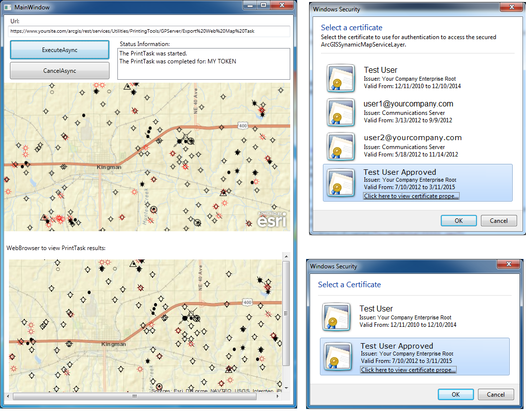 Using a PKI security based PrintTask.ClientCertificate Property.