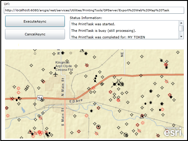 Demonstrating how to use the PrintTask.ExecuteAsync Method for an synchronous geoprocessing task.