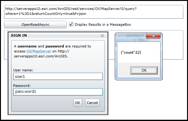 Using the ArcGISWebClient.OpenReadAsync Method to obtain JSON string information from ArcGIS Server.