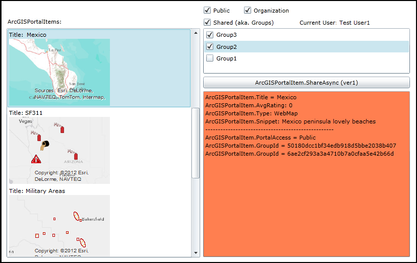 Viewing and changing PortalAccess on ArcGISPortalItems.