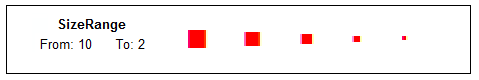 SizeRange example for the symbol size ranging from 10 to 2.