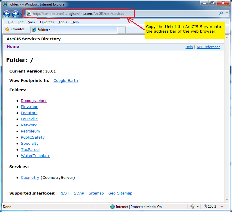 Using the ArcGIS Service Directory Diagram 1.