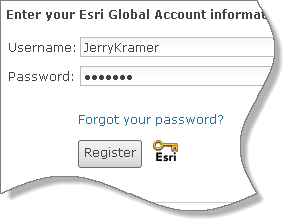 现有 Esri 全球帐户的用户名和密码